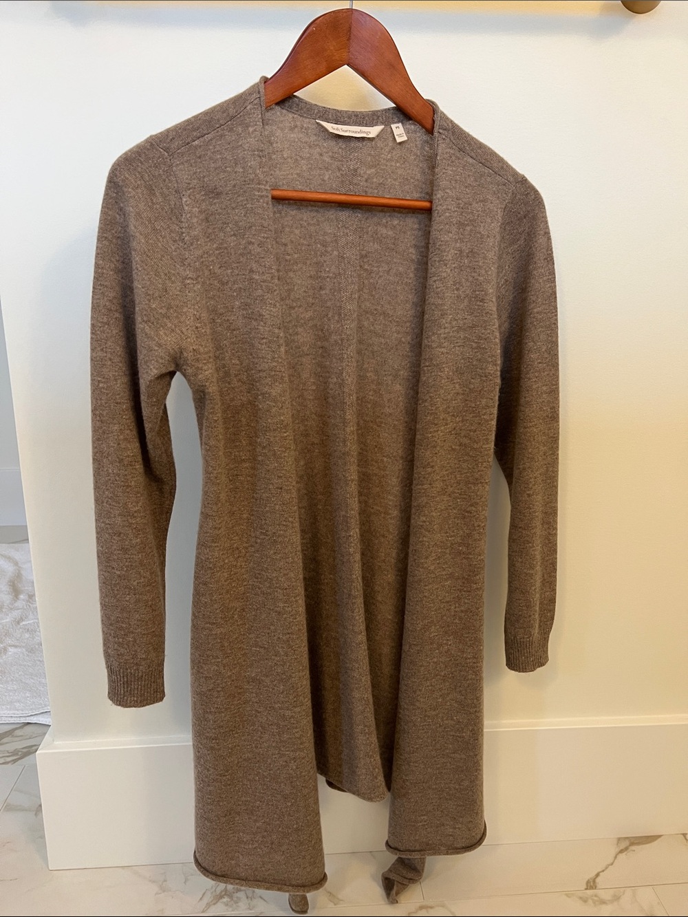 Soft Surroundings Taupe Open-Front Cardigan